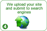 We upload your site and submit to search engines.